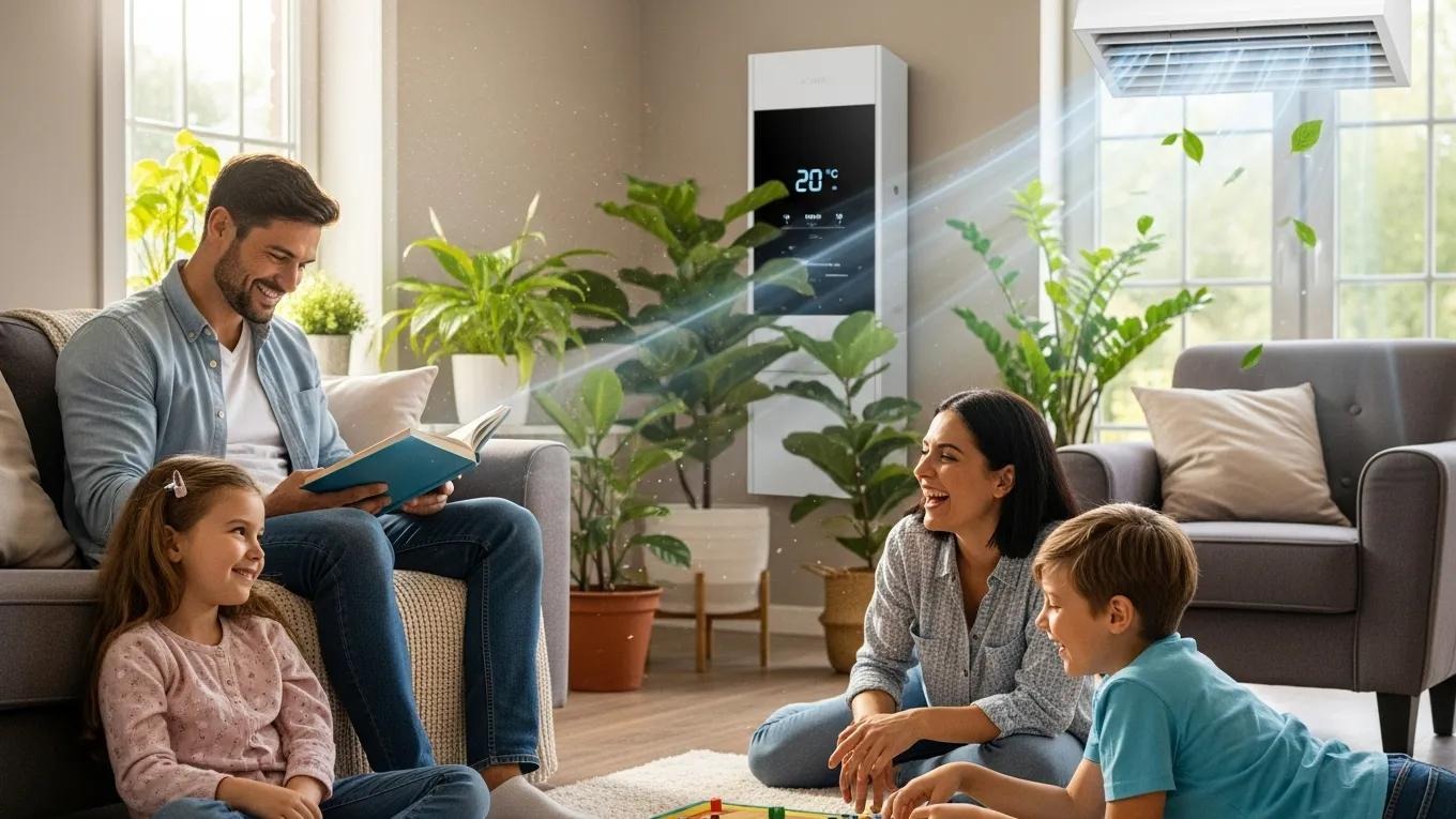 Family enjoying a comfortable indoor environment with energy-efficient HVAC system