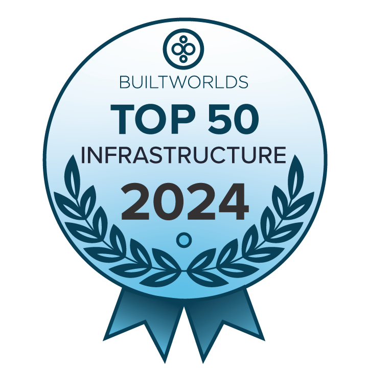BuiltWorlds Top 50 Infrastructure 2024 award badge with