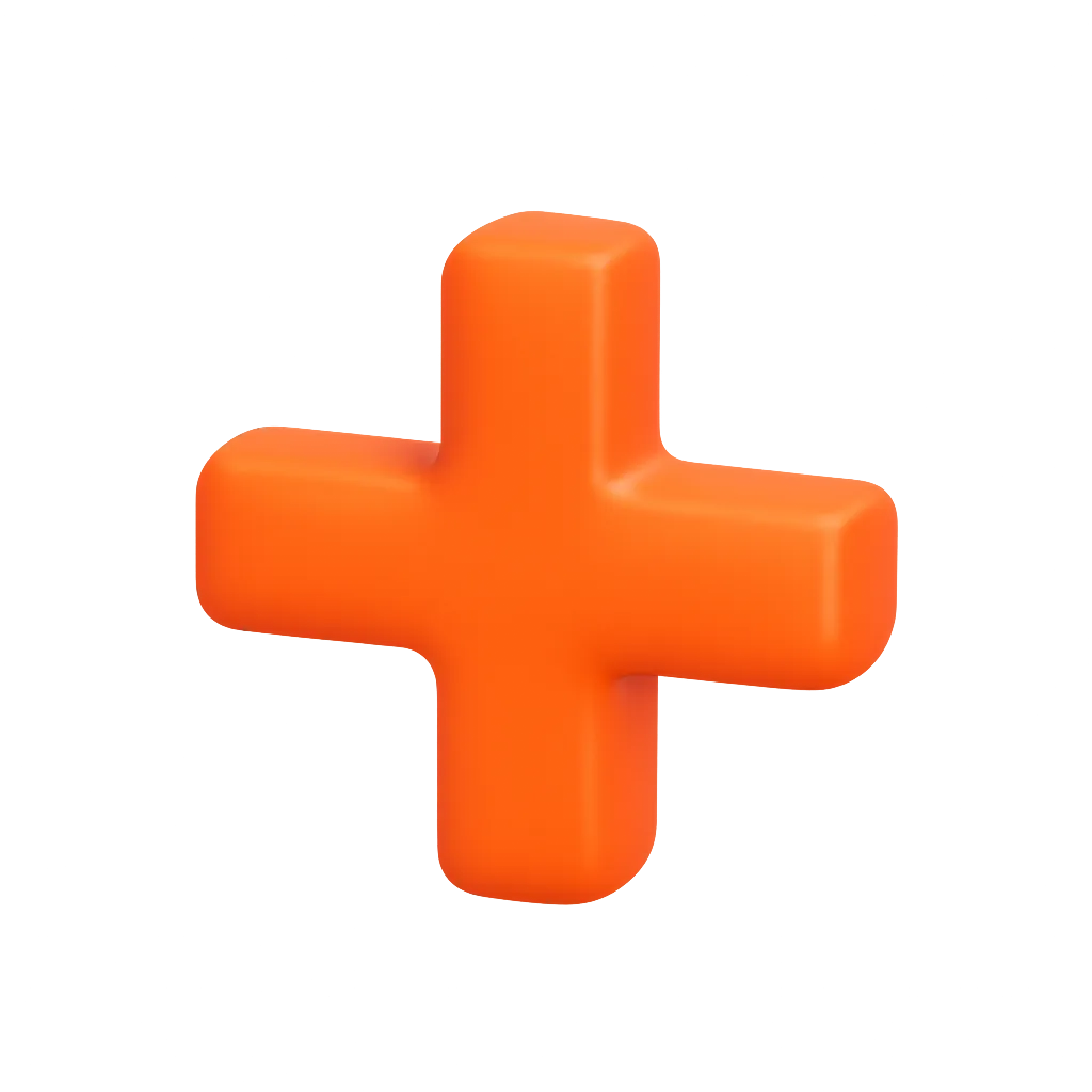 Three-dimensional orange plus sign with motion blur.