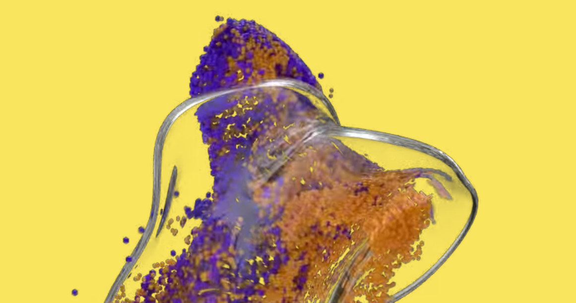 Ein Screenshot eines pulserenden Blobs,. 