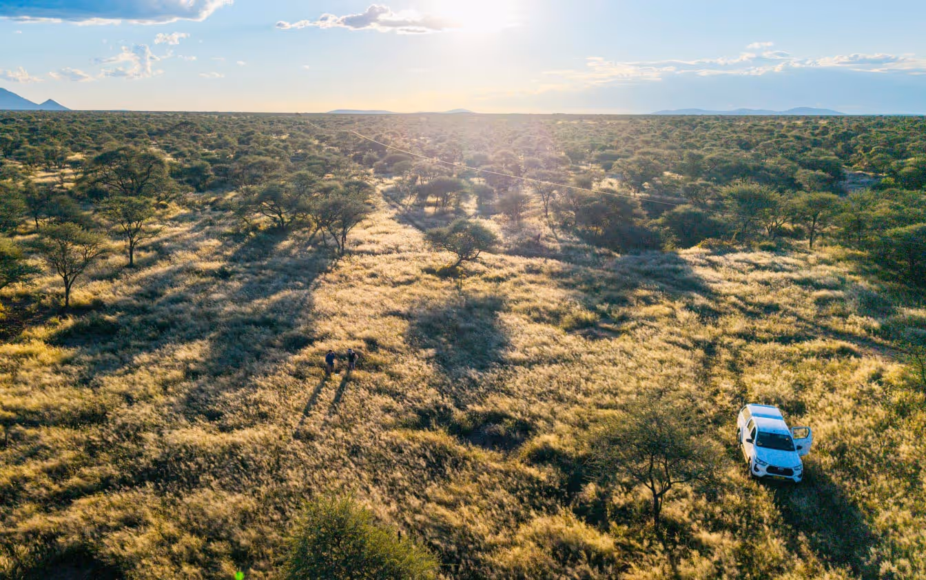 Drone shot of the savanna in Namibia where Carbonsate's project is located