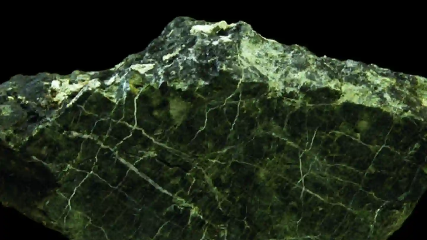 Campione di serpentinite con vene di crisotilo