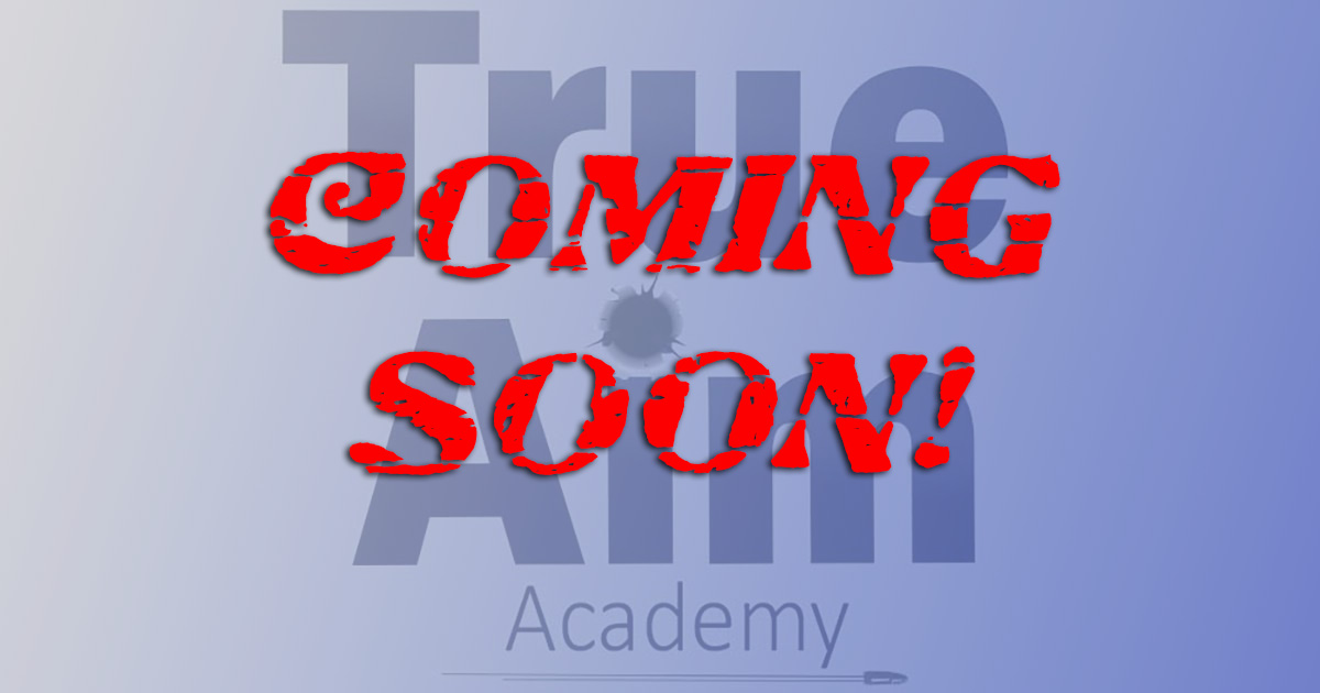 Person in black clothing safely holding a white handgun across their waist with both hands.