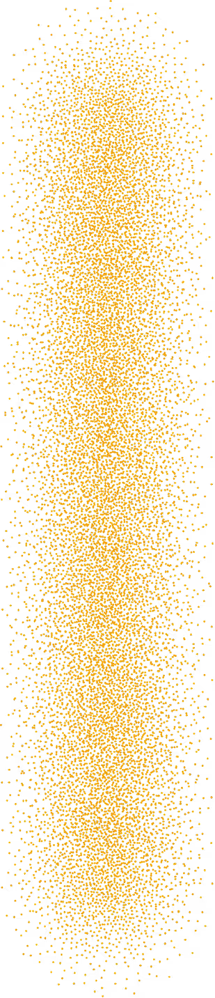 Vertical column of densely packed small yellow dots on a black background, forming a textured pattern.