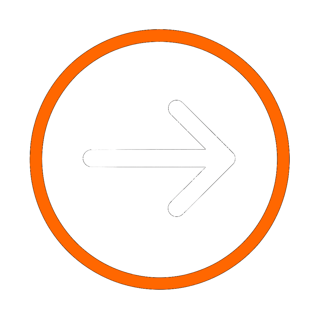 White right arrow inside an orange circle on a transparent background.