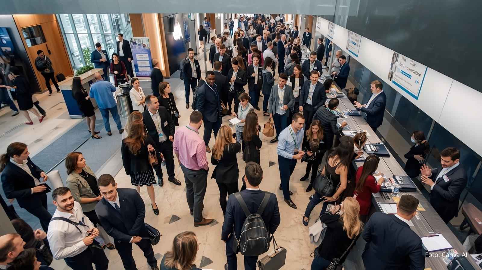 Viele Besucher registrieren sich zu einer Konferenz