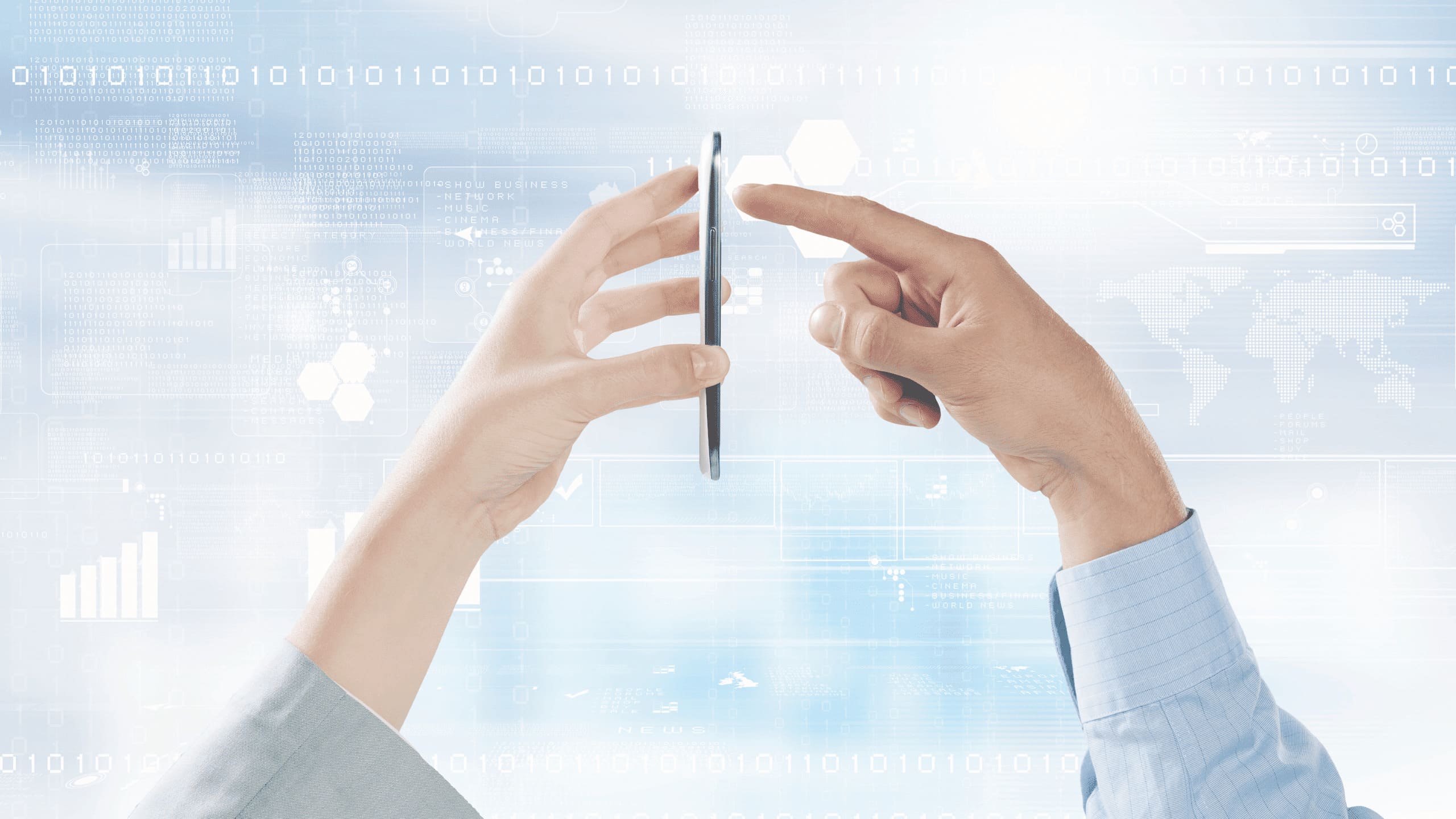 Hände halten Smartphone