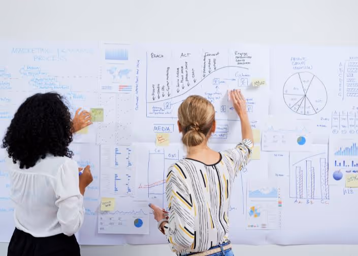 Zwei Frauen vor einem Whiteboard