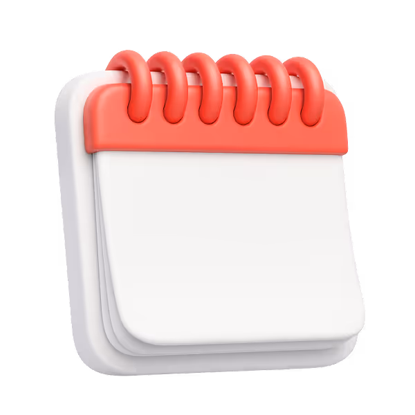 3D-Illustration eines leeren Notizblocks mit roten Ringen auf schwarzem Hintergrund.