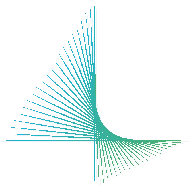 A mathematical saddle shape or hyperbolic paraboloid formed by intersecting teal gradient lines.