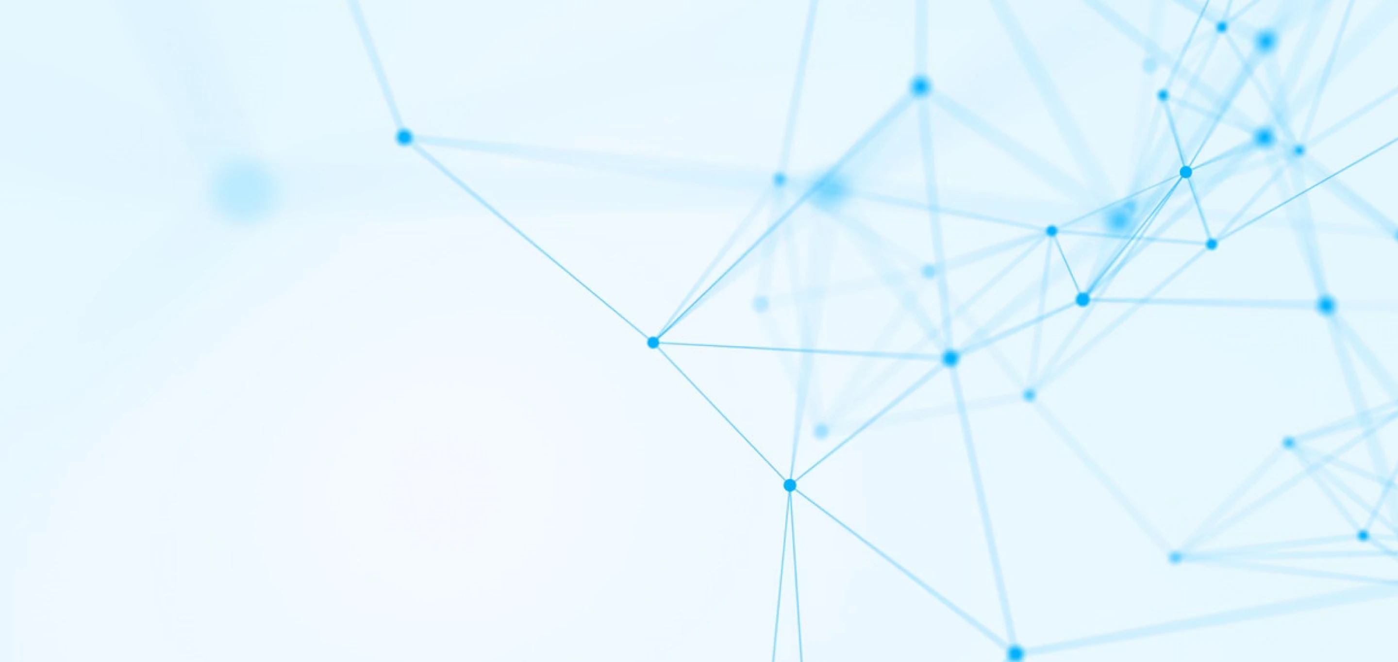 Abstract digital network with blue connecting nodes and lines on a light background.