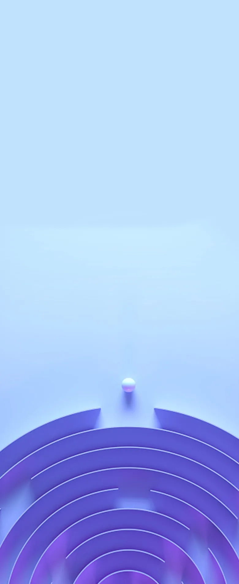 White ball positioned outside a circular purple maze on a light blue background.