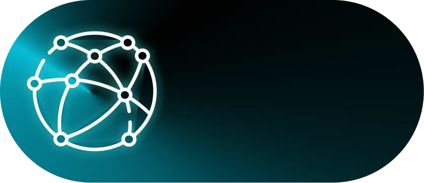 White network globe icon with connected nodes on a dark teal gradient background.
