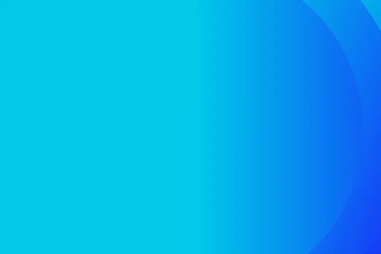 Blue and turquoise gradient background with curved shapes.