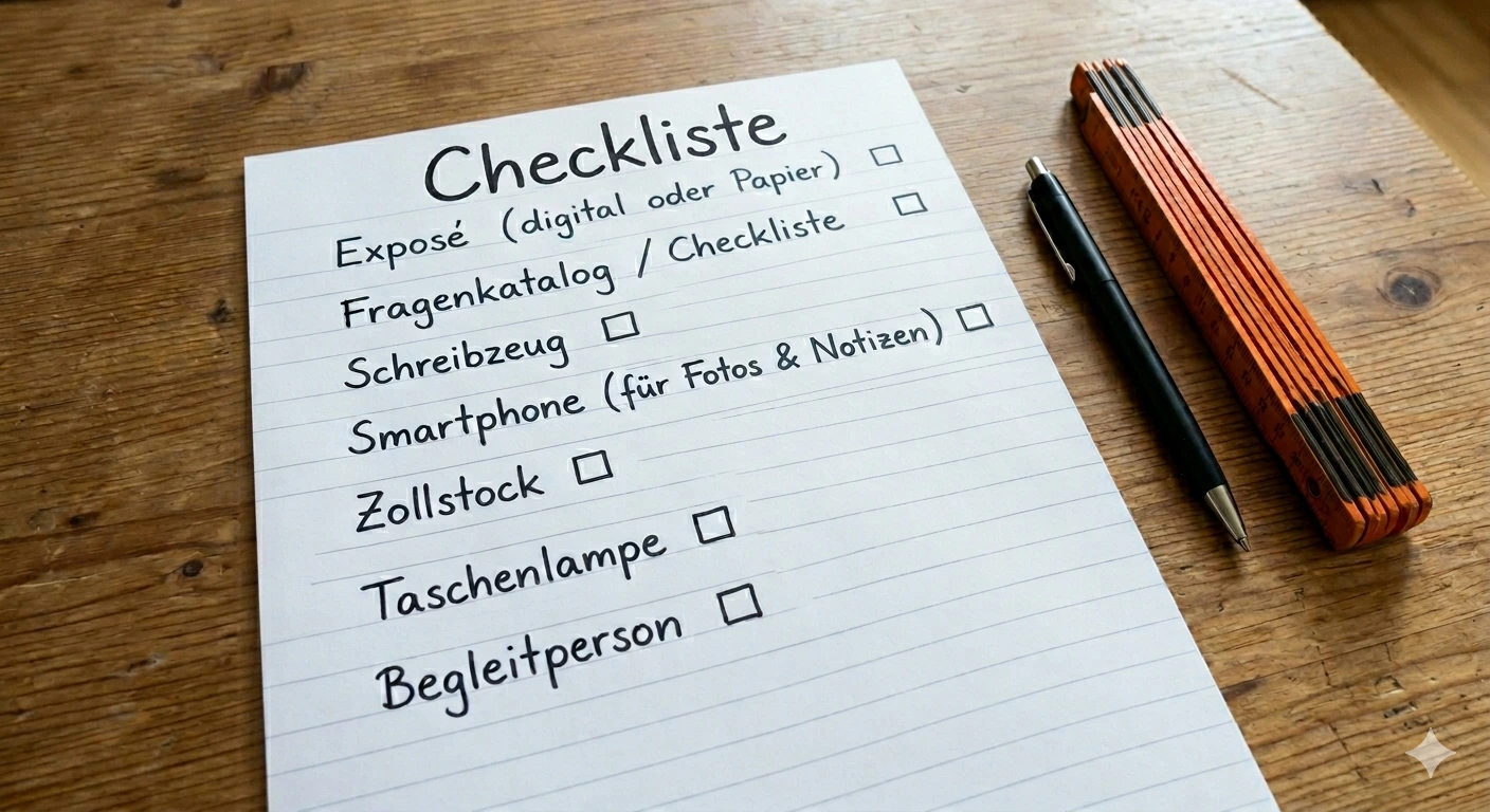 Close up zur Checkliste auf dem Holztisch