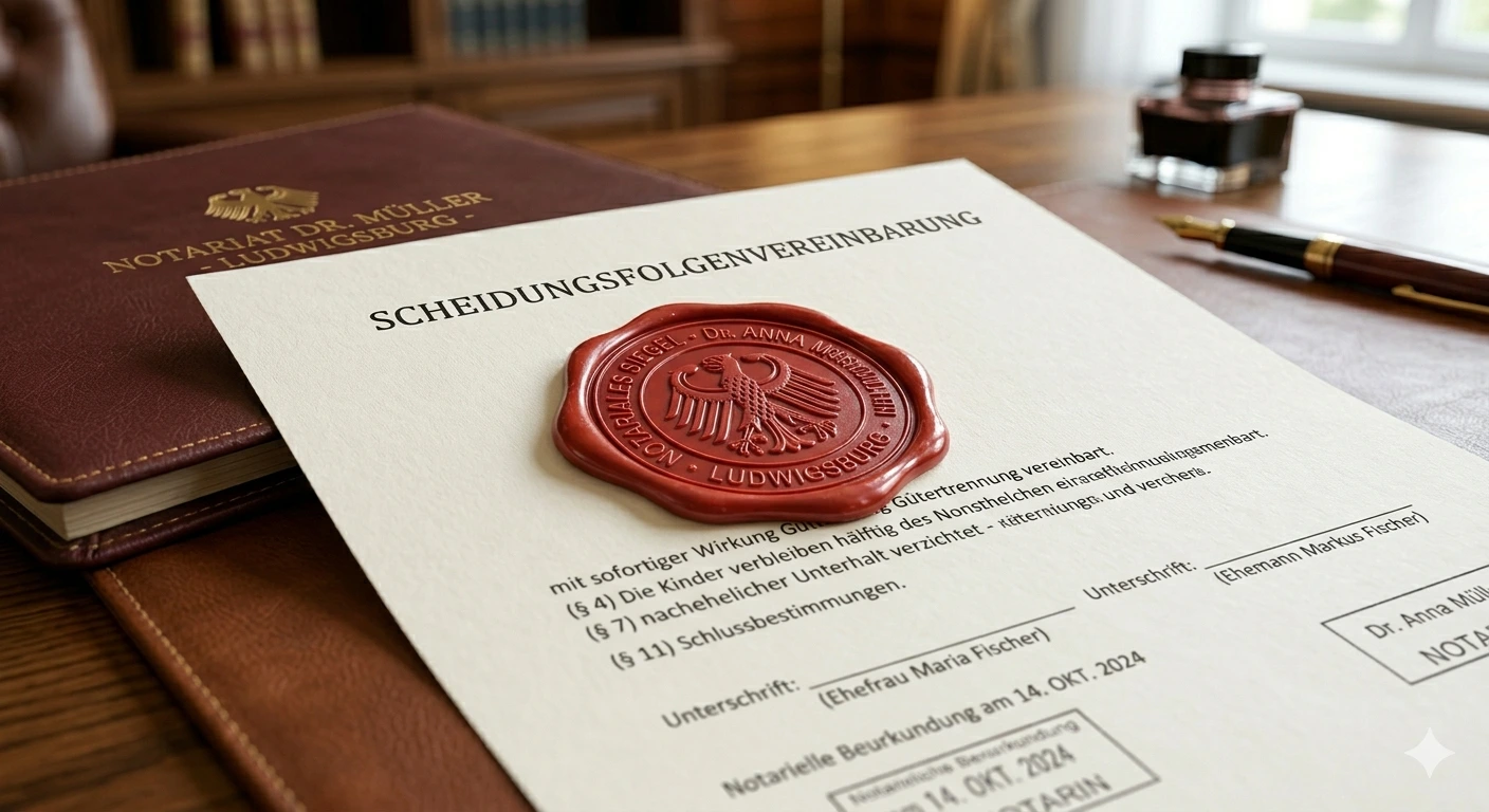 Notarieller Kaufvertrag beim Hausverkauf nach Scheidung