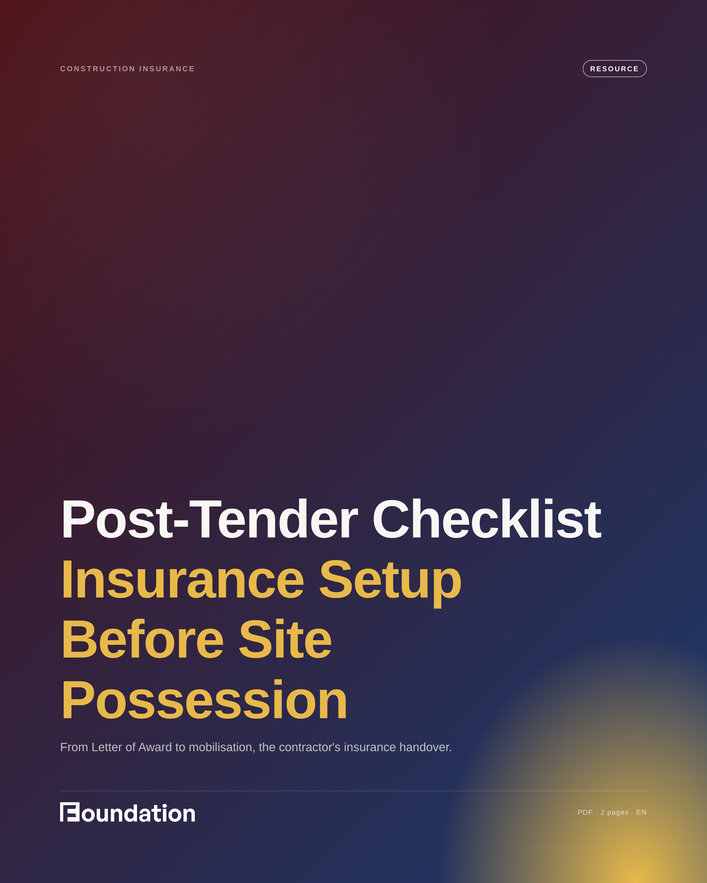 Post-Tender Checklist