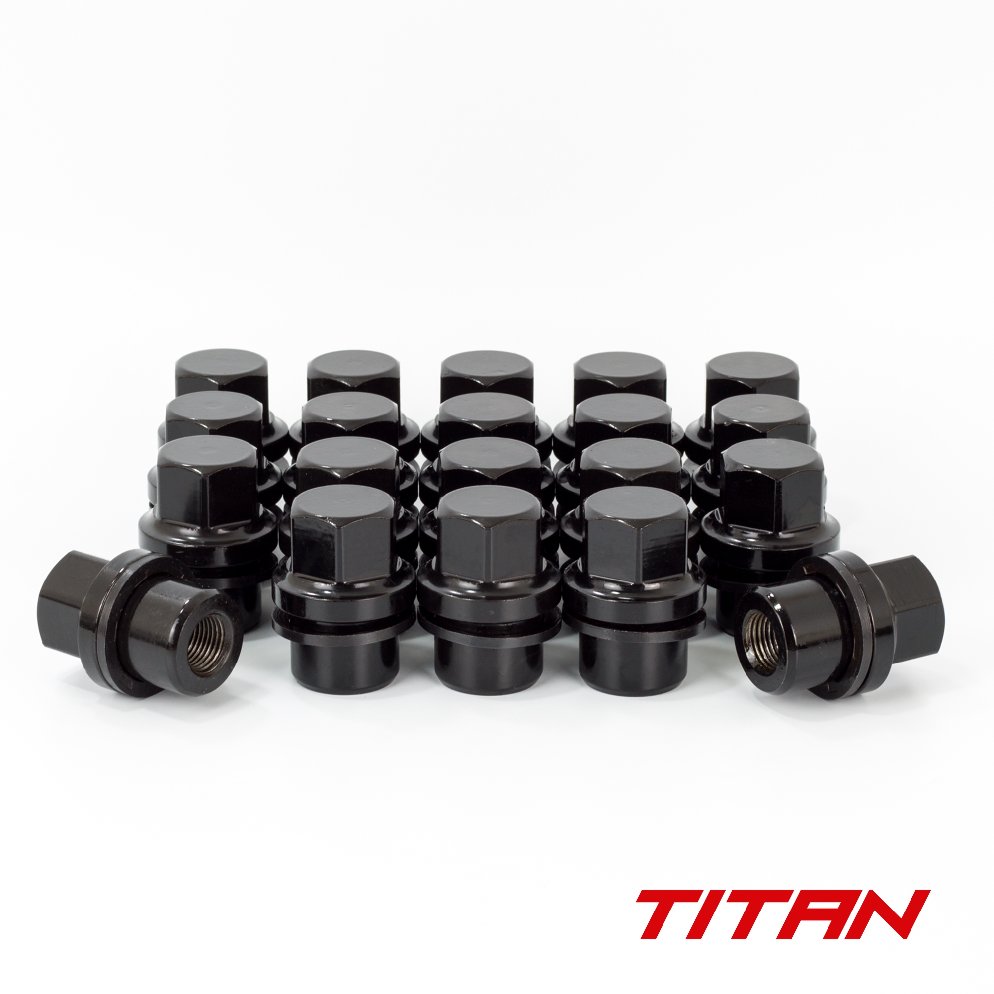 Titan 27mm Closed Hex 16x1.5 Wheel Nut fits Landrover/Range Rover Flat Seat (29mm Shank) Black (20)