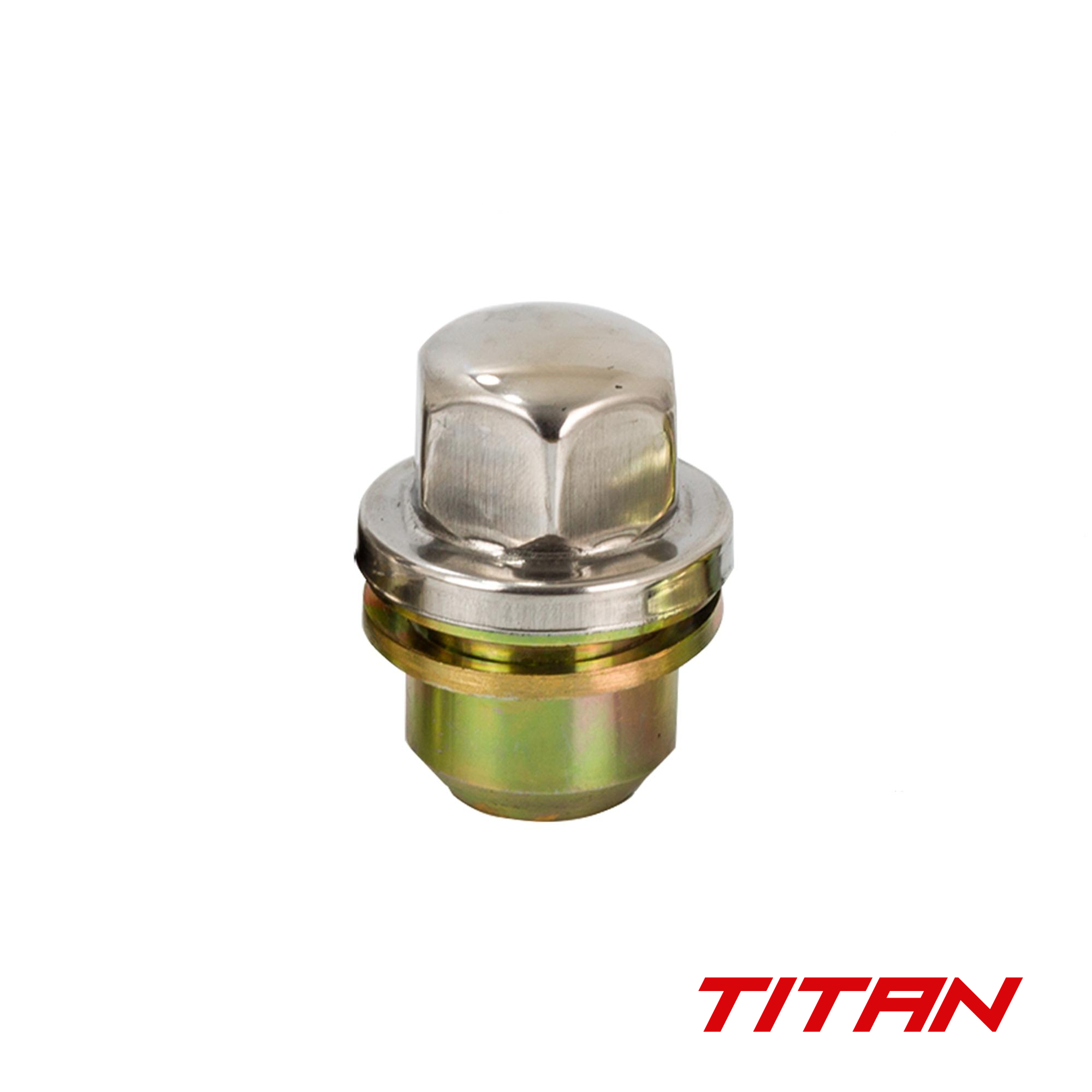 Titan 27mm Closed Hex 16x1.5 Wheel Nut fits Landrover/Range Rover Flat Seat (29mm Shank) Stainless Cap(1)