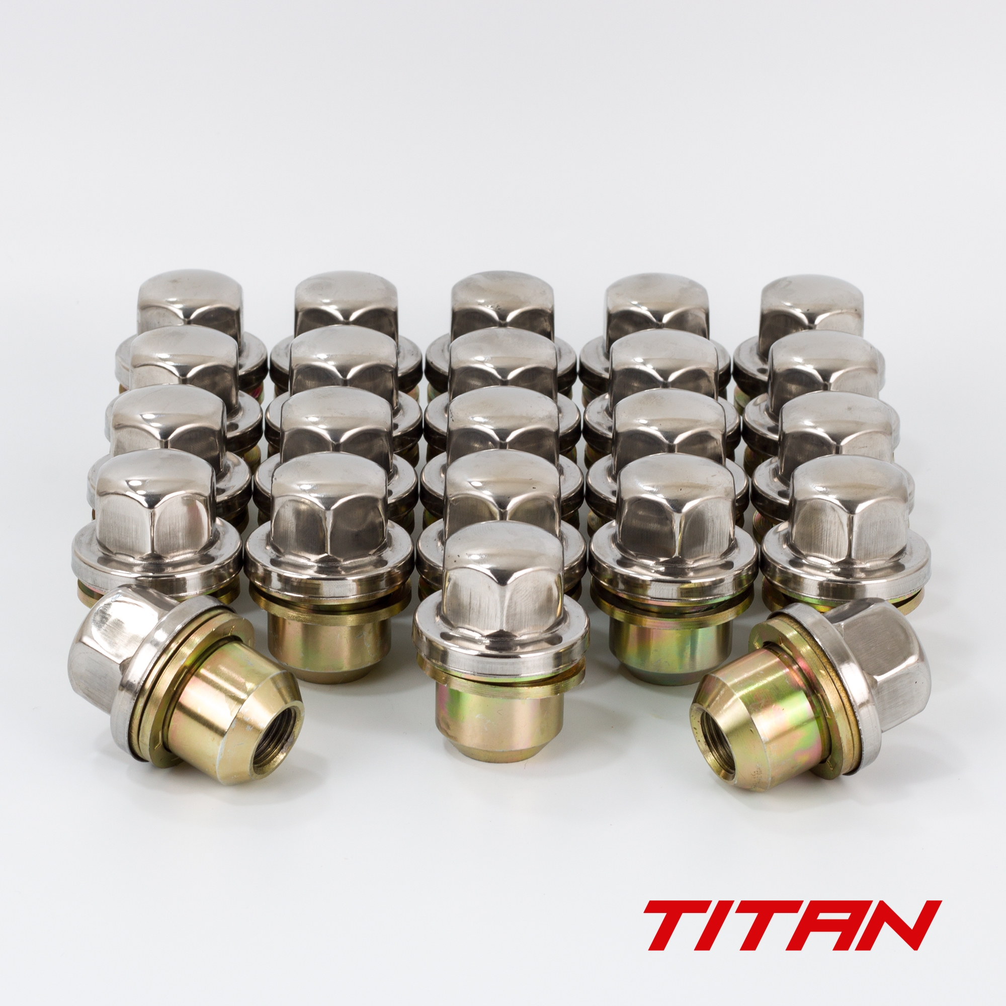 Titan 27mm Closed Hex 16x1.5 Wheel Nut fits Landrover/Range Rover Flat Seat (29mm Shank) Stainless Cap (23)