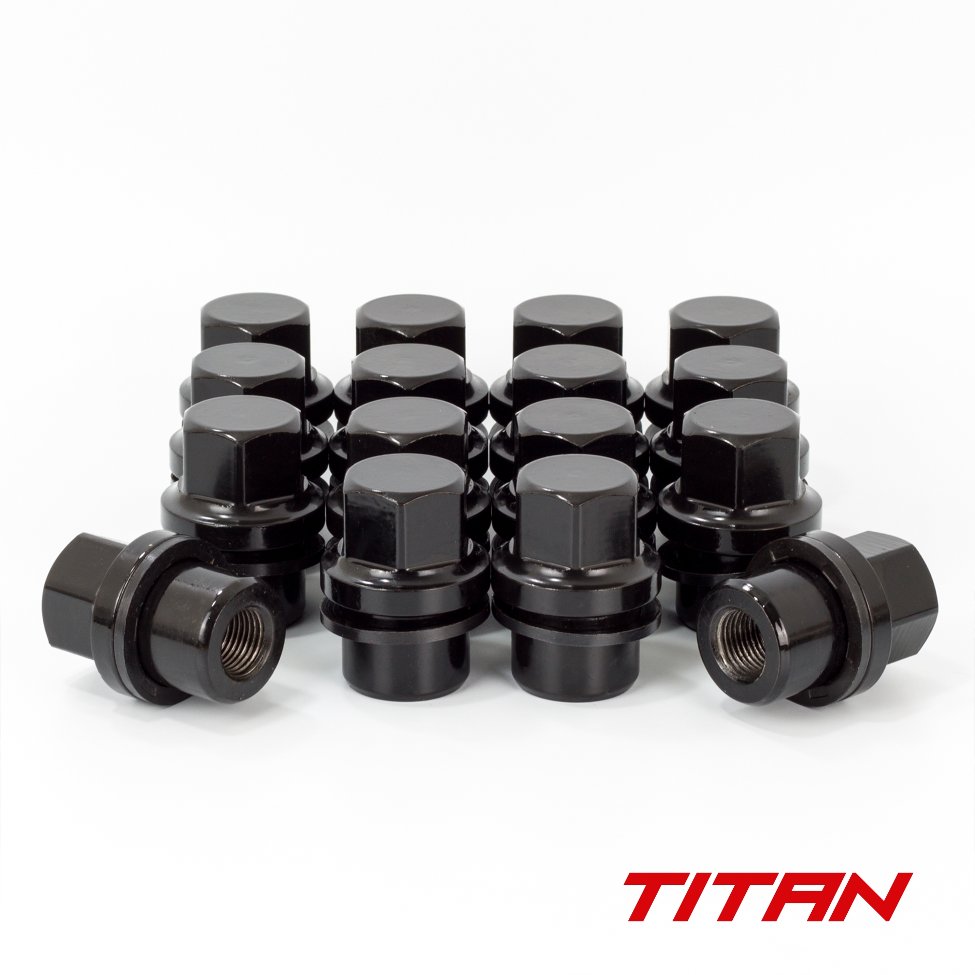 Titan 27mm Closed Hex 16x1.5 Wheel Nut fits Landrover/Range Rover Flat Seat (29mm Shank) Black (16)
