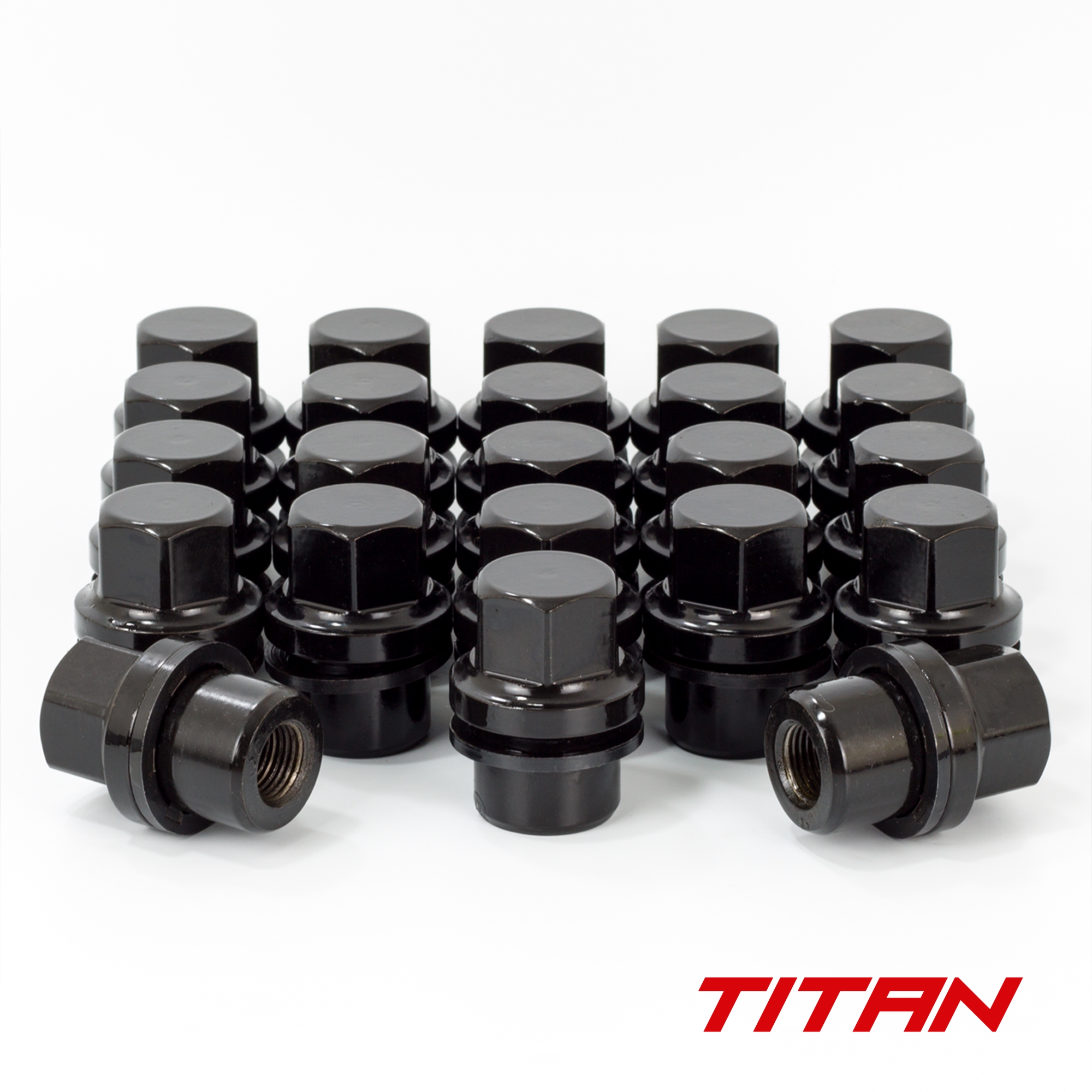 Titan 27mm Closed Hex 16x1.5 Wheel Nut fits Landrover/Range Rover Flat Seat (29mm Shank) Black (23)