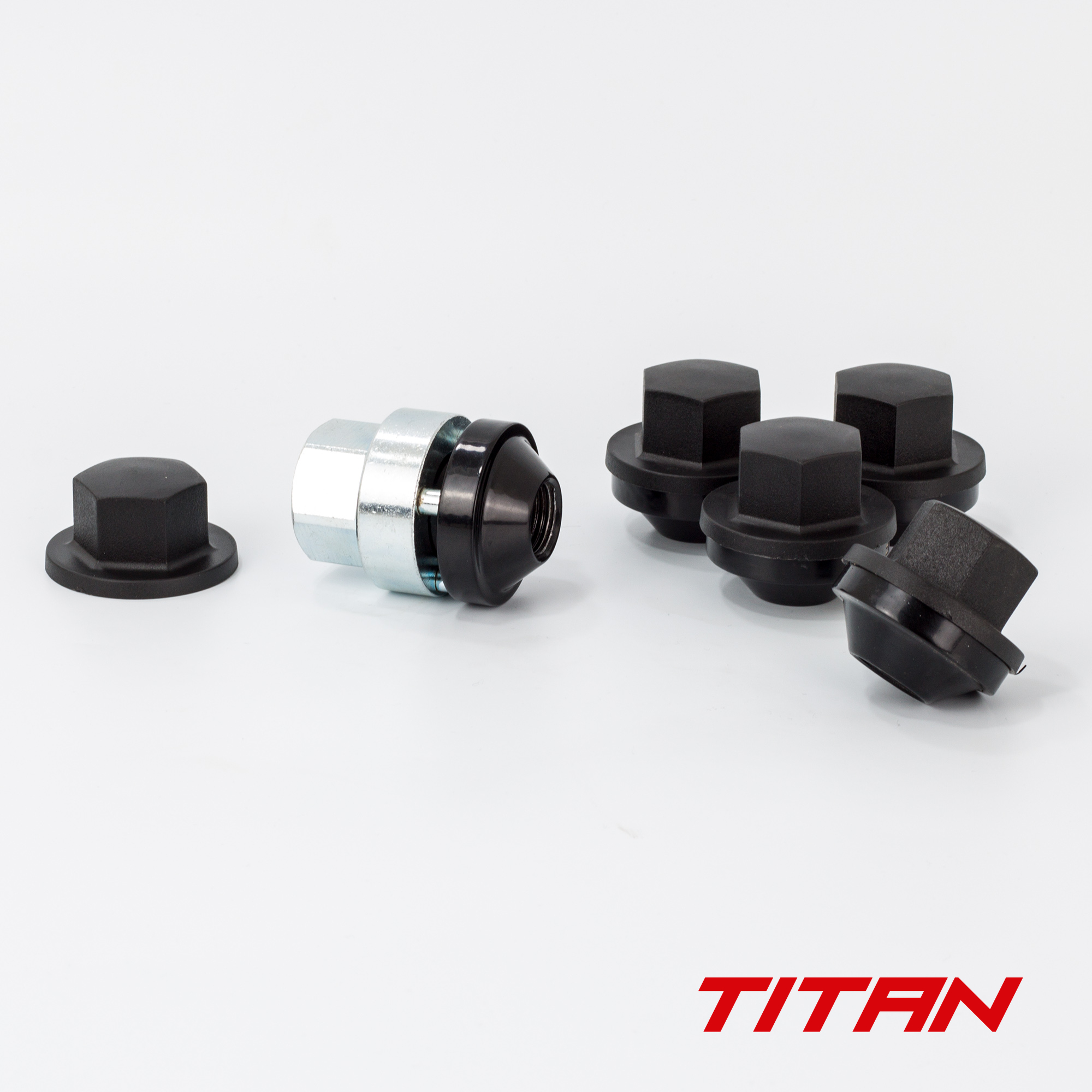 Titan M16x1.5 60-degree Taper Locking Wheel Nuts Black (5 + Key)