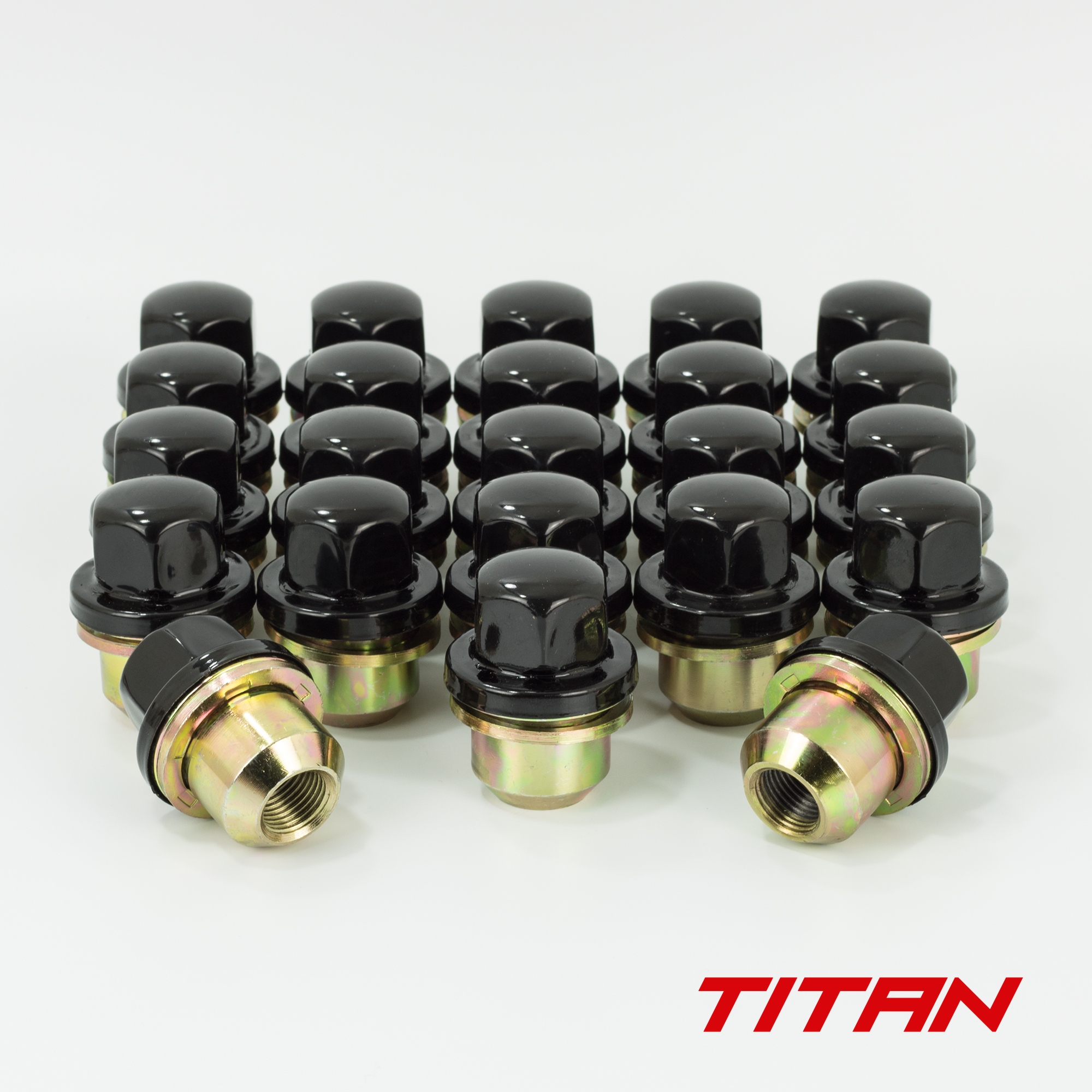 Titan 27mm Closed Hex 16x1.5 Wheel Nut fits Landrover/Range Rover Flat Seat (29mm Shank) Black Cap (23)