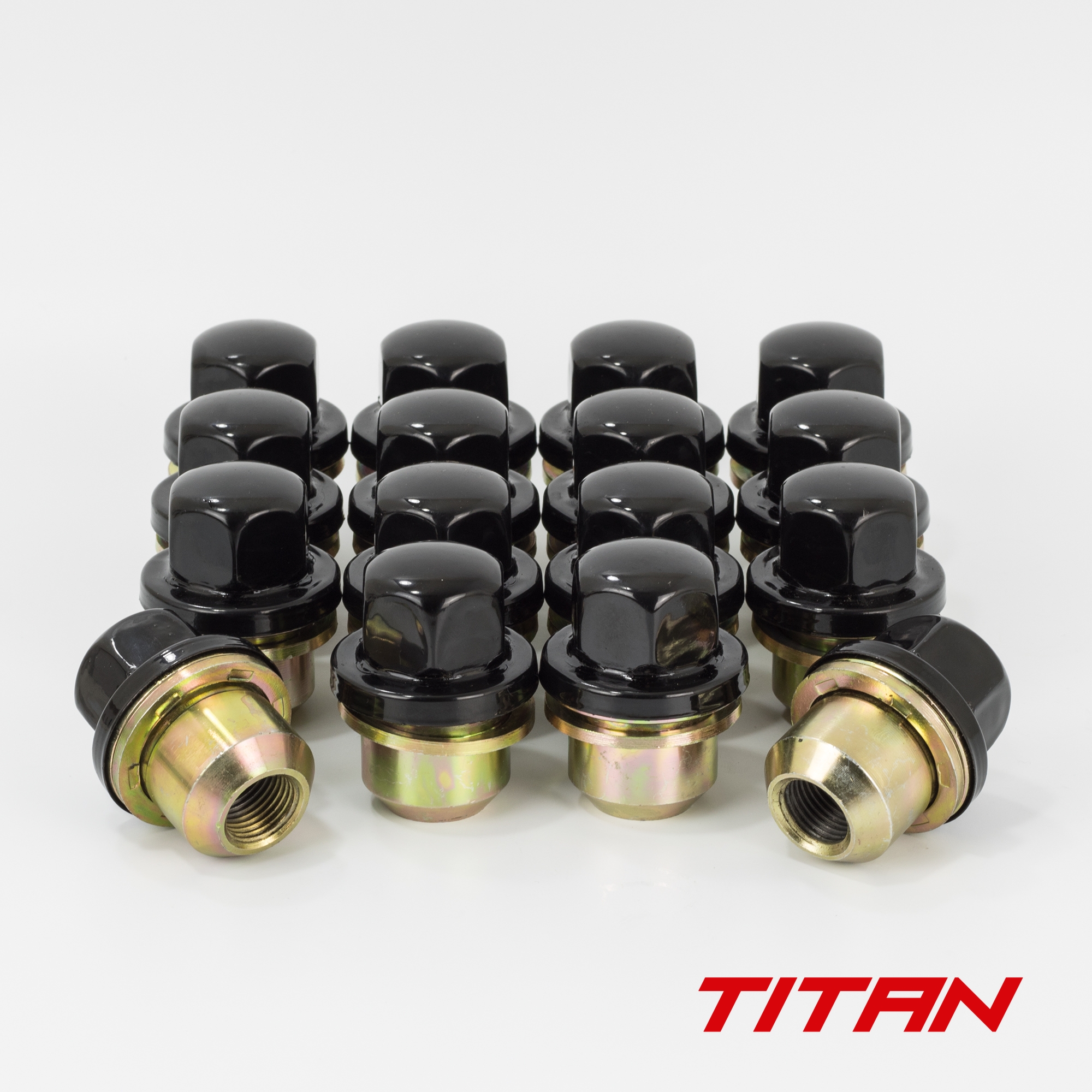 Titan 27mm Closed Hex 16x1.5 Wheel Nut fits Landrover/Range Rover Flat Seat (29mm Shank) Black Cap (16)