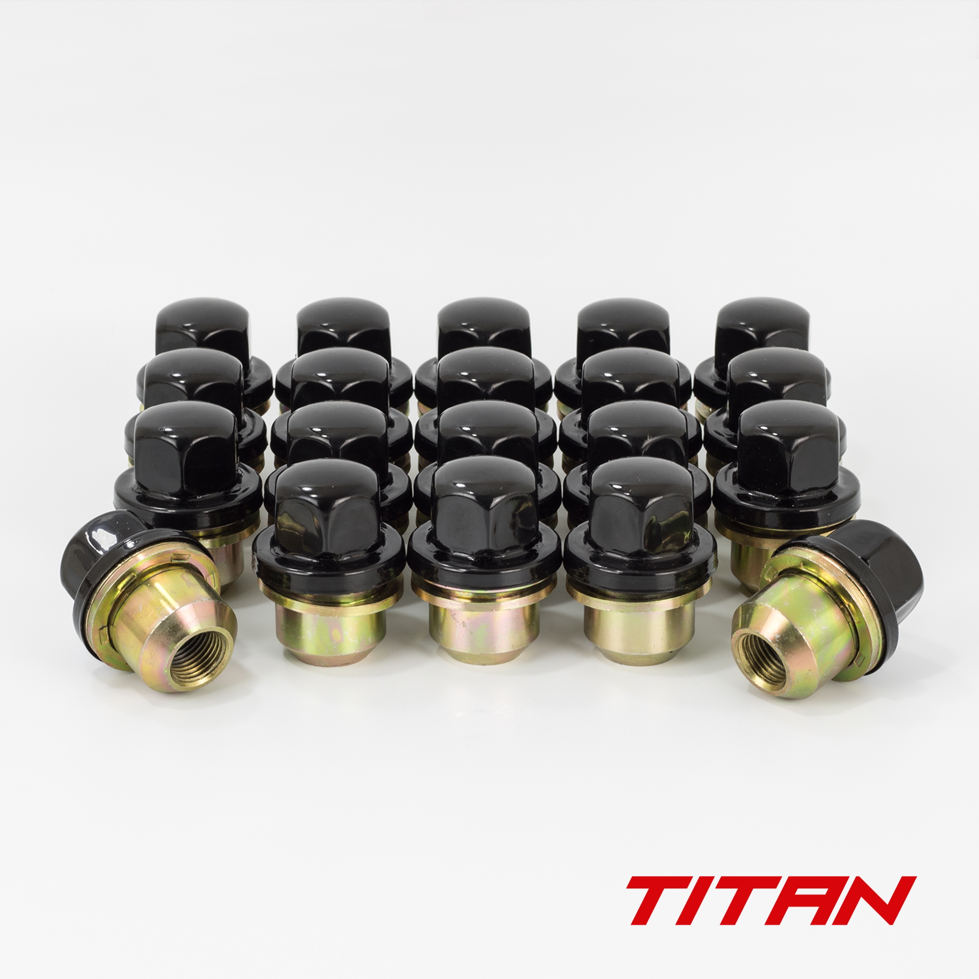 Titan 27mm Closed Hex 16x1.5 Wheel Nut fits Landrover/Range Rover Flat Seat (29mm Shank) Black Cap (20)