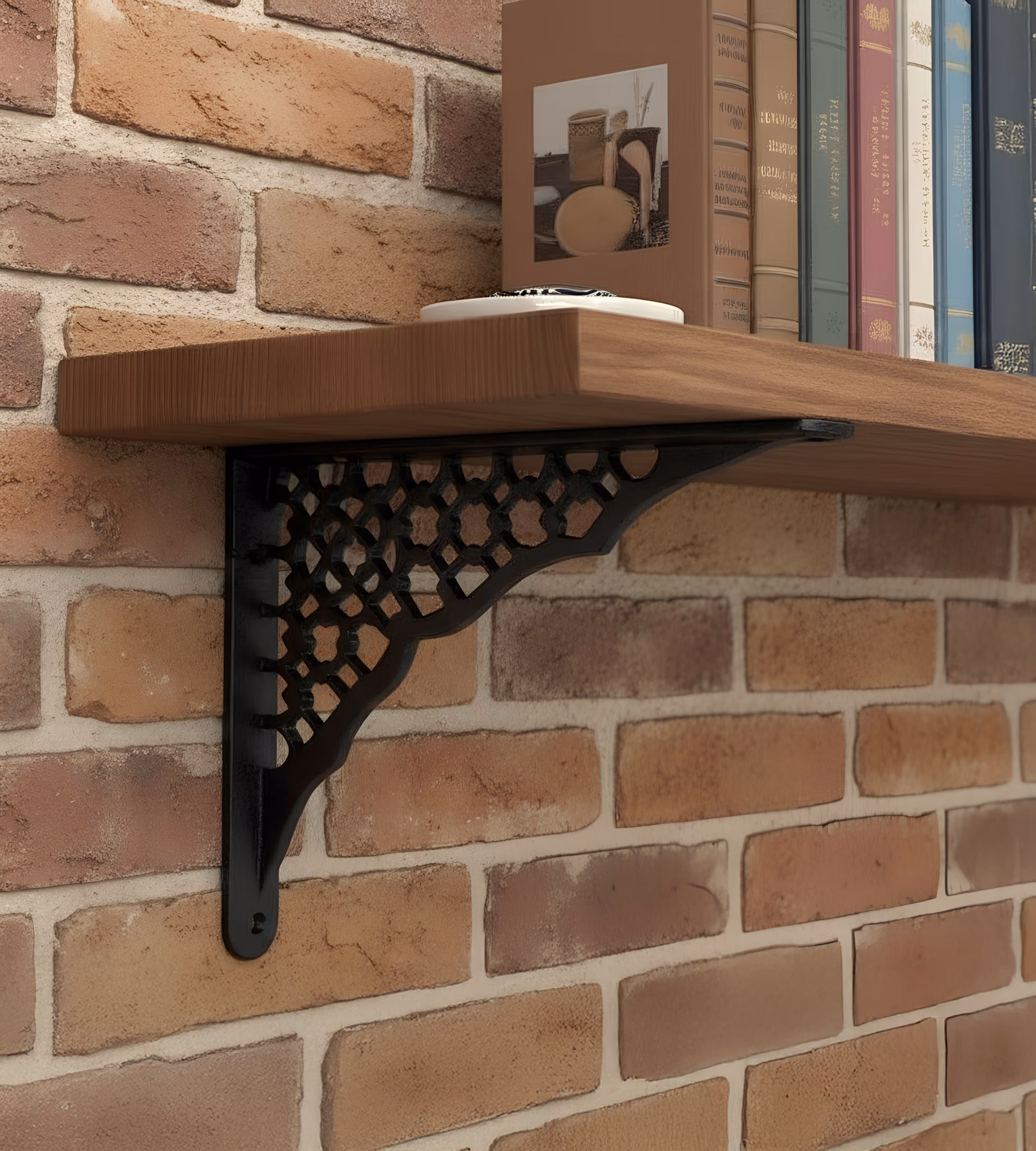 Cast Iron Jali Lattice Shelf Bracket