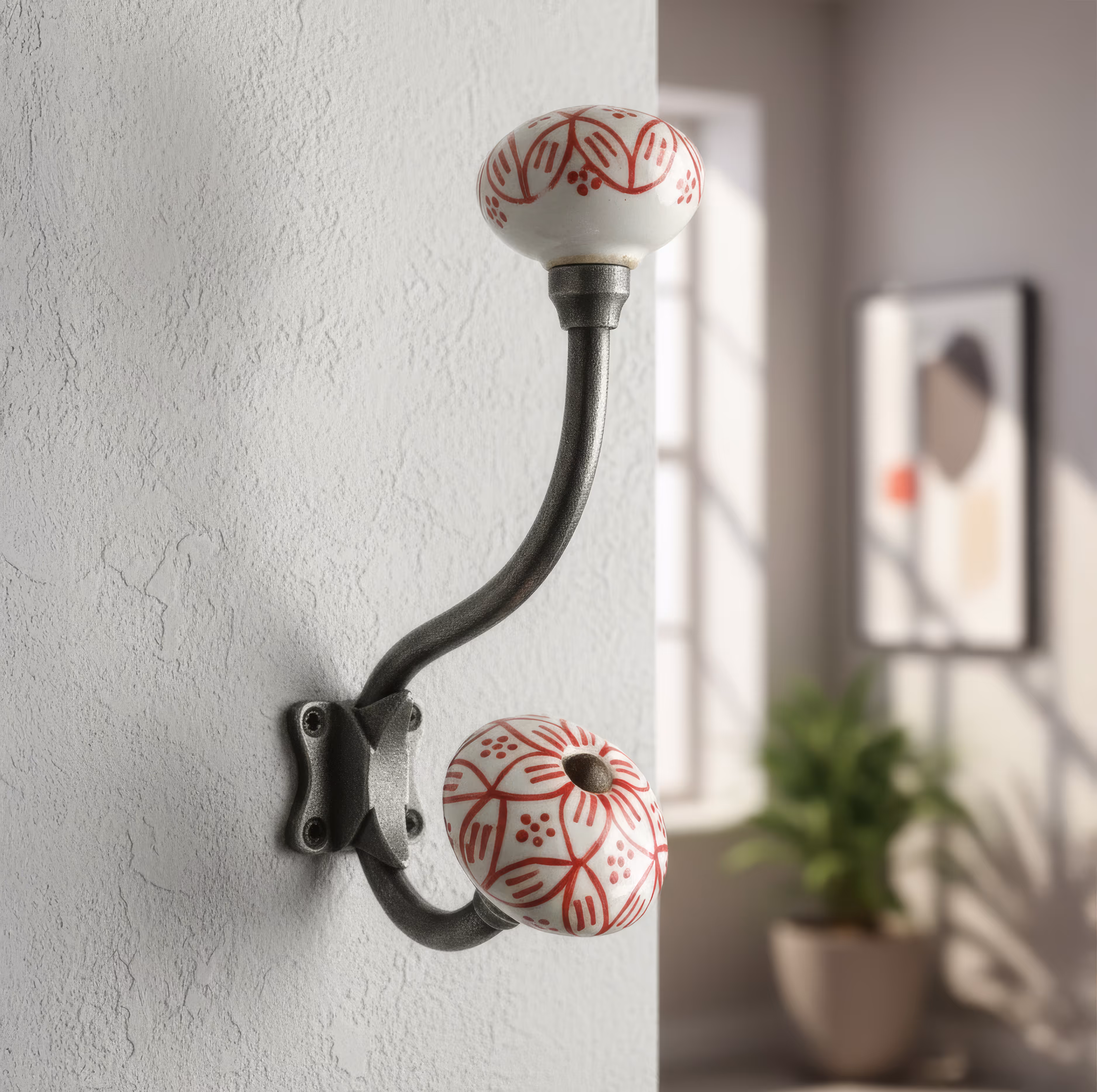 Redhaven Ceramic Globe Cast Iron Hook