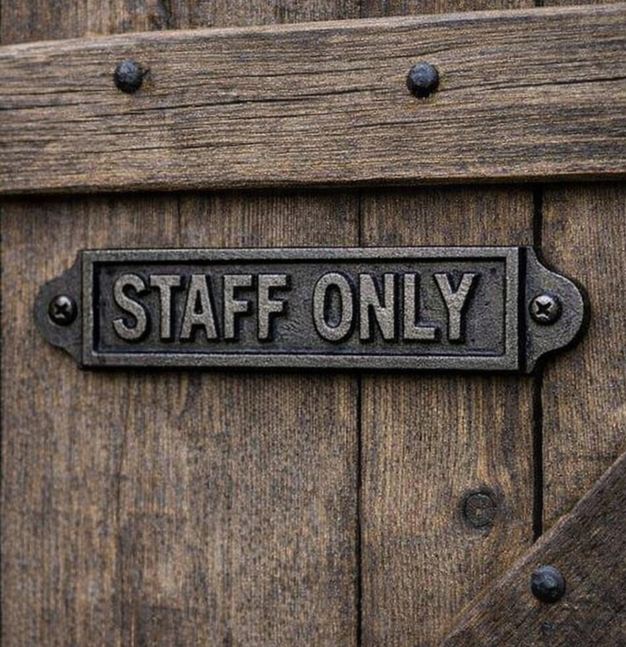 Foundry Works “Staff Only” Cast Iron Plaque
