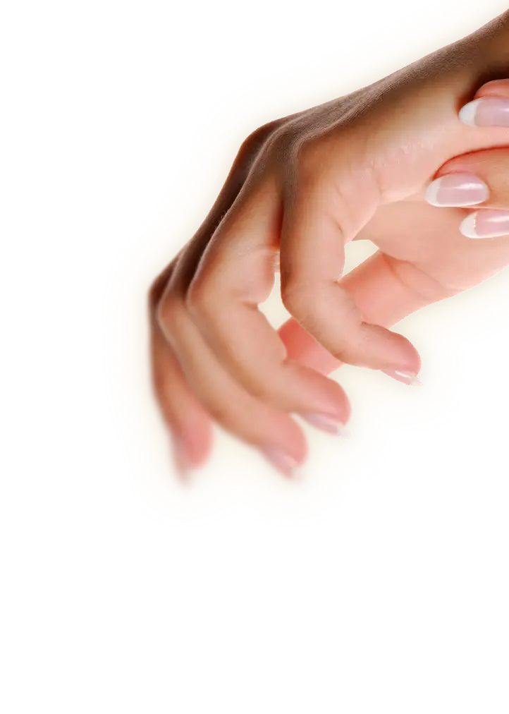 Nahaufnahme von zwei ineinanderliegenden Händen, die das Nageldesign zeigen