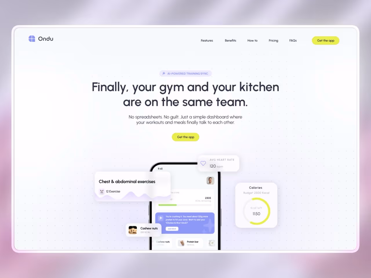 Modern fitness and lifestyle app interface design with clean typography built in Webflow.