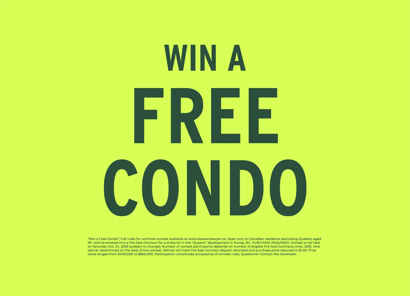 WIN A FREE CONDO graphic image of contest