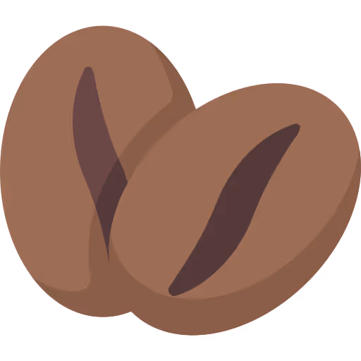 Zwei braune Kaffeebohnen mit charakteristischen Längsrillen.
