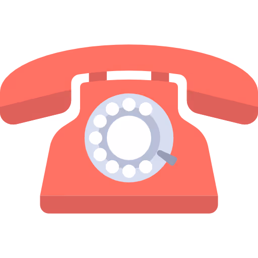 Rotes Retro-Telefon mit Wählscheibe.