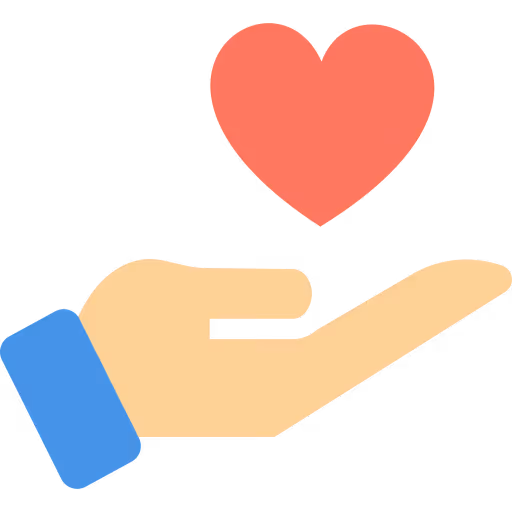 Eine Hand mit ausgestrecktem Finger hält ein rotes Herz über der Hand.