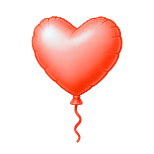 Ballon rouge en forme de cœur avec un ruban en spirale attaché.