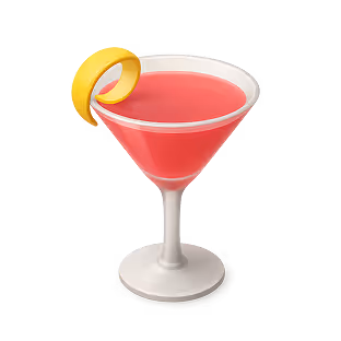 Cocktail rose dans un verre à martini avec une tranche de citron jaune en décoration.