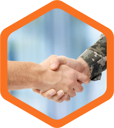 Handshake between veteran and homeowner representing trusted service