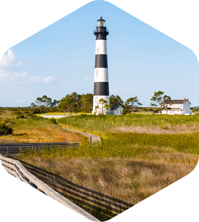 Duck Town Park boardwalk and waterfront in Duck, North Carolina on the Outer Banks