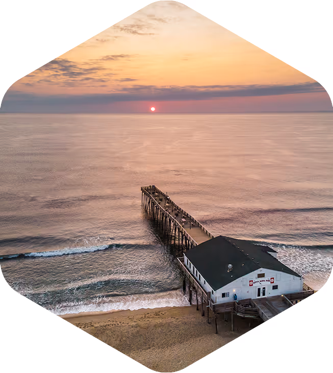 Duck Town Park boardwalk and waterfront in Duck, North Carolina on the Outer Banks