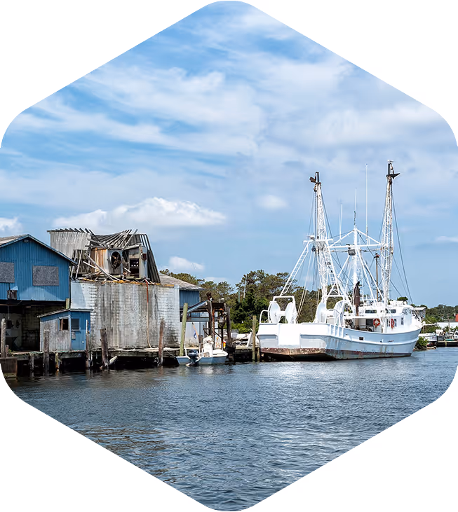 Duck Town Park boardwalk and waterfront in Duck, North Carolina on the Outer Banks