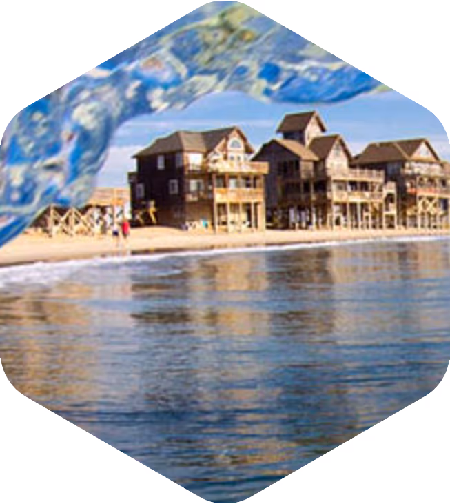 Duck Town Park boardwalk and waterfront in Duck, North Carolina on the Outer Banks