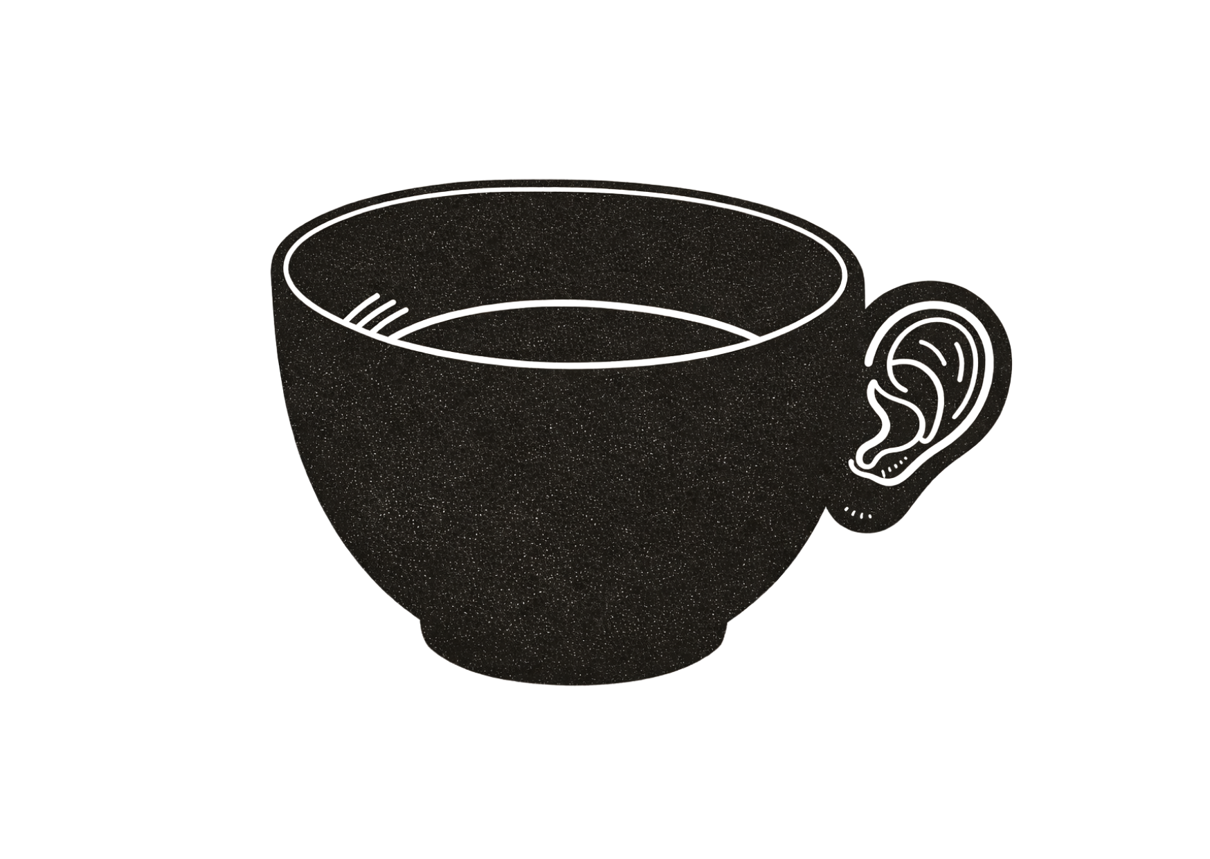 Tasse à thé avec une anse en forme d'oreille humaine.