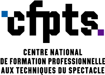 Logo du CFPTS avec les lettres stylisées en noir et la mention Centre National de Formation Professionnelle aux Techniques du Spectacle en dessous.