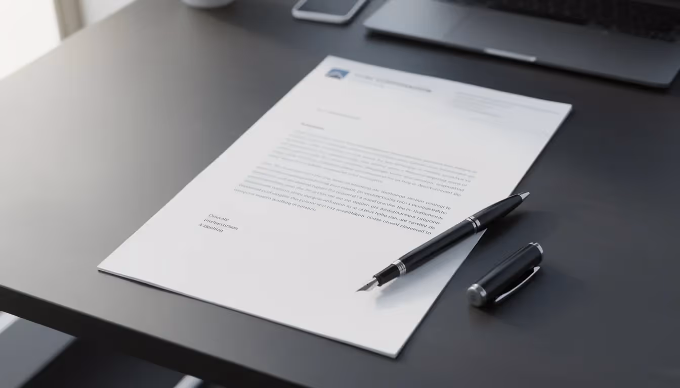 The image features a professional desk with a formal document printed on company letterhead, accompanied by a pen, symbolizing the importance of the audit process and internal control environment. This setup reflects the need for organizations to maintain compliance and provide assurance to customers, especially during the SOC 2 report period.