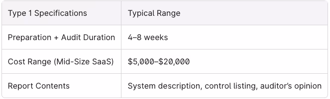 SOC2 type 1 costs